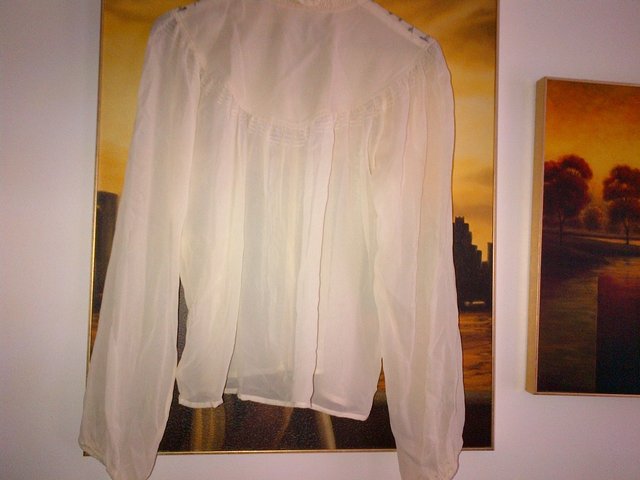 Image 3 of Rebecca Thompson silk cream top blouse embroideries Size L