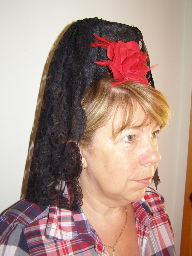 Preview of the first image of Small Mantilla - Spanish Lady head wear (Incl P&P).