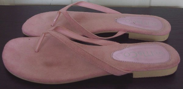 Preview of the first image of LADIES PALE PINK FLAT SANDALS BY M&CO.