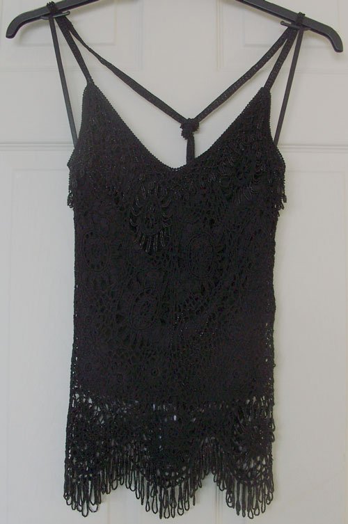 Preview of the first image of BNWT BEAUTIFUL BLACK BEADED HALTERNECK TOP SZ 8 B3.
