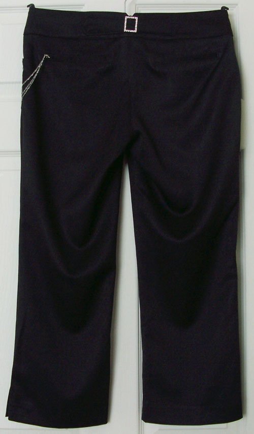 Image 2 of BNWT BLACK CROP TROUSERS WITH DIAMANTE DETAIL SZ 10 B10