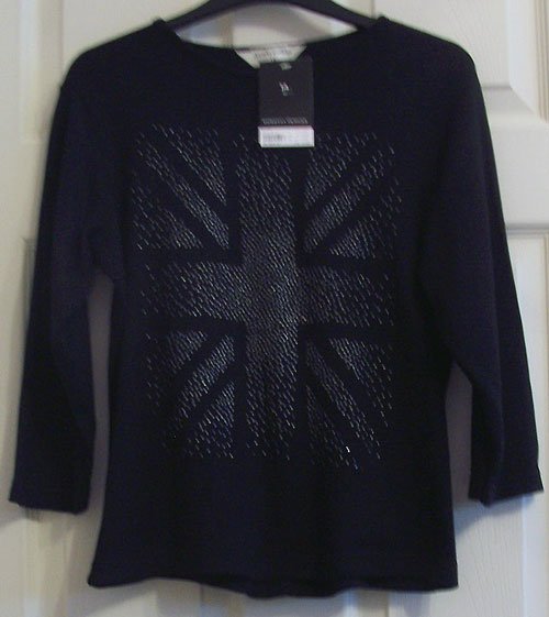 Preview of the first image of BNWT BLACK GLITTER TOP BY DOROTHY PERKINS - SZ 14 (B1).