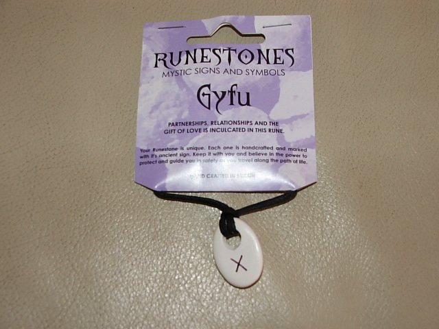Preview of the first image of Bootlace Runestone Necklace Gyfu Symbol.