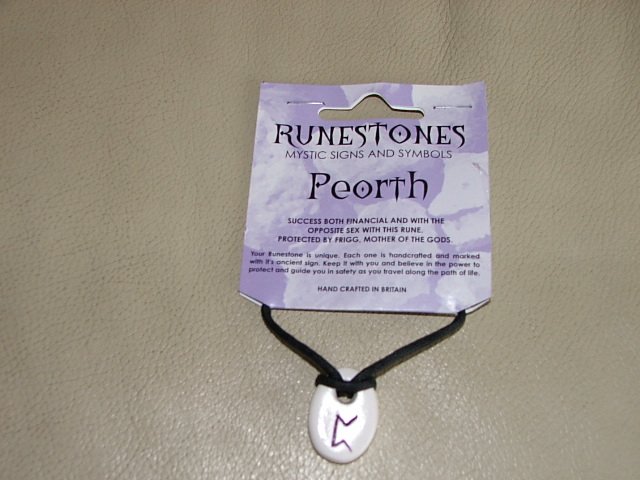 Preview of the first image of Bootlace Runestone Necklace Peorth Symbol.