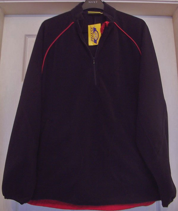Preview of the first image of BNWT BLACK ZIP UP SPORTS FLEECE BY PHASE 1 - SZ S B6.