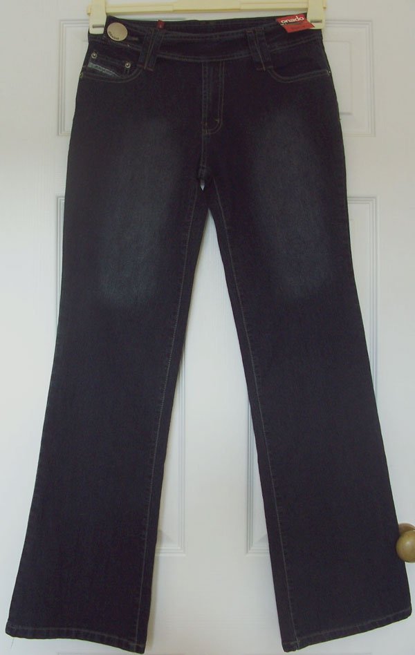 Preview of the first image of BNWT LADIES DARK DENIM JEANS BY ONADO - SZ 12.
