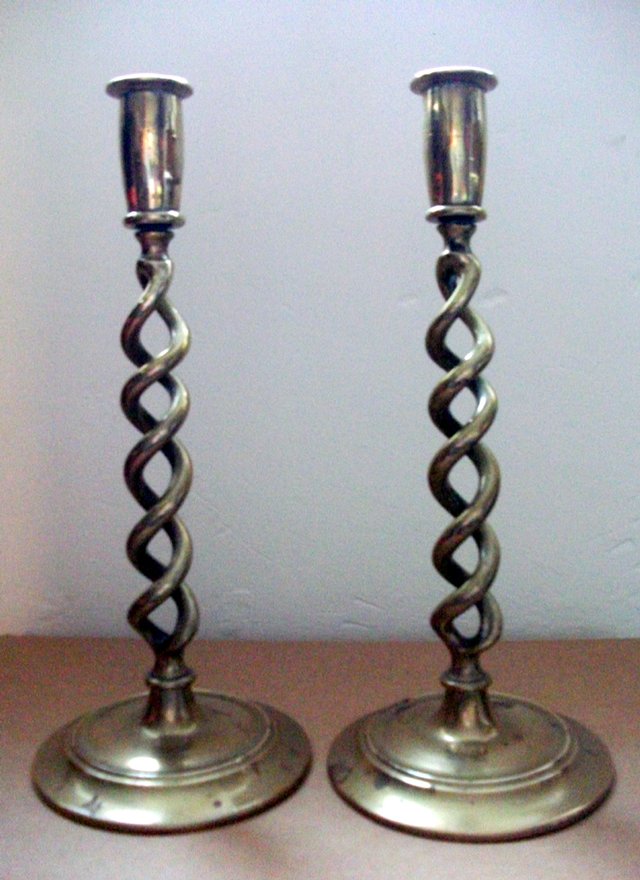 Image 2 of Two Brass Barley Twist Candlesticks