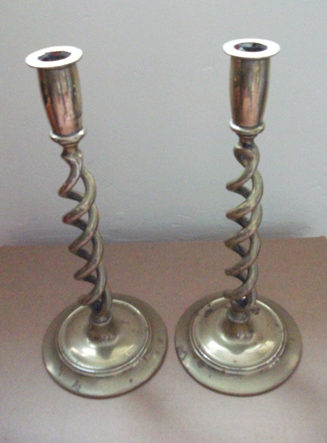 Image 3 of Two Brass Barley Twist Candlesticks