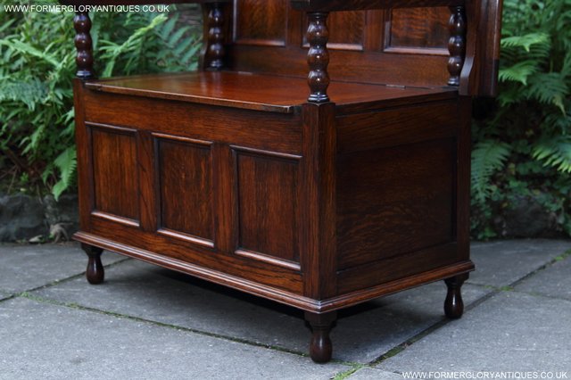 Image 15 of OAK MONKS BENCH SETTLE HALL SEAT TABLE PEW BLANKET CHEST