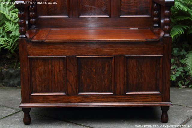 Image 17 of OAK MONKS BENCH SETTLE HALL SEAT TABLE PEW BLANKET CHEST