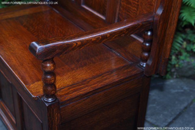 Image 19 of OAK MONKS BENCH SETTLE HALL SEAT TABLE PEW BLANKET CHEST