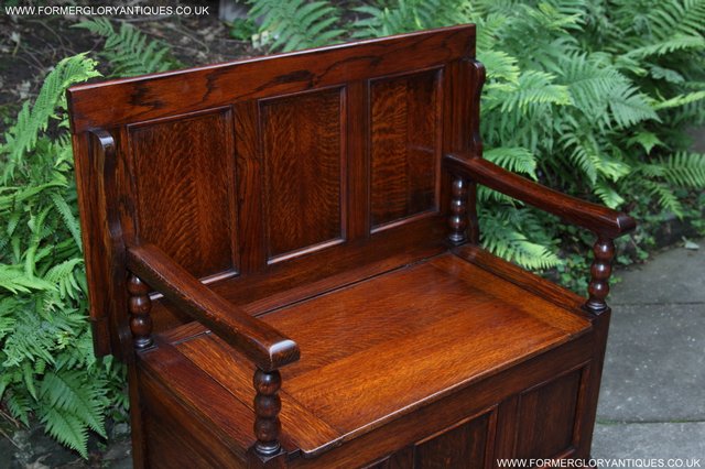 Image 31 of OAK MONKS BENCH SETTLE HALL SEAT TABLE PEW BLANKET CHEST