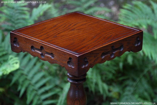Image 2 of OLD CHARM TUDOR BROWN CARVED OAK PLANT STAND COFFEE TABLE