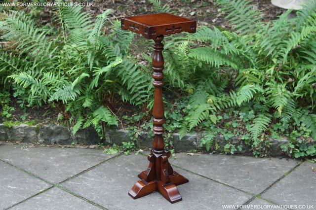 Image 9 of OLD CHARM TUDOR BROWN CARVED OAK PLANT STAND COFFEE TABLE