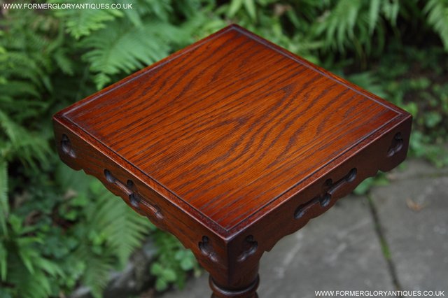 Image 10 of OLD CHARM TUDOR BROWN CARVED OAK PLANT STAND COFFEE TABLE