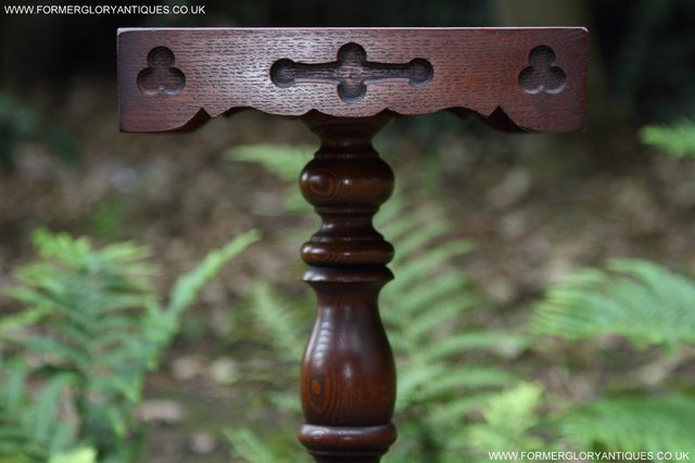 Image 11 of OLD CHARM TUDOR BROWN CARVED OAK PLANT STAND COFFEE TABLE