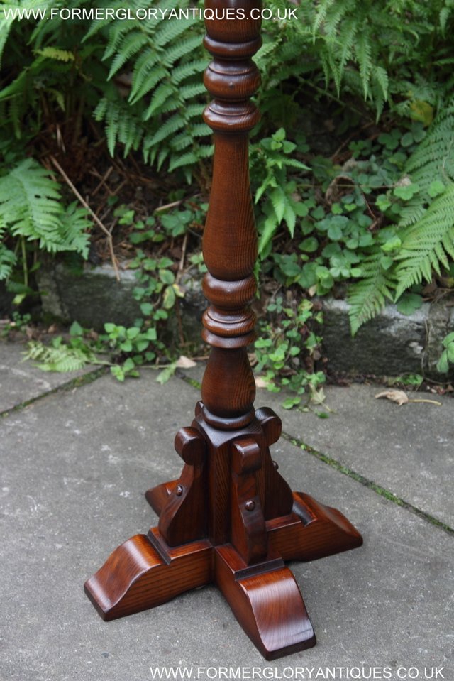 Image 19 of OLD CHARM TUDOR BROWN CARVED OAK PLANT STAND COFFEE TABLE