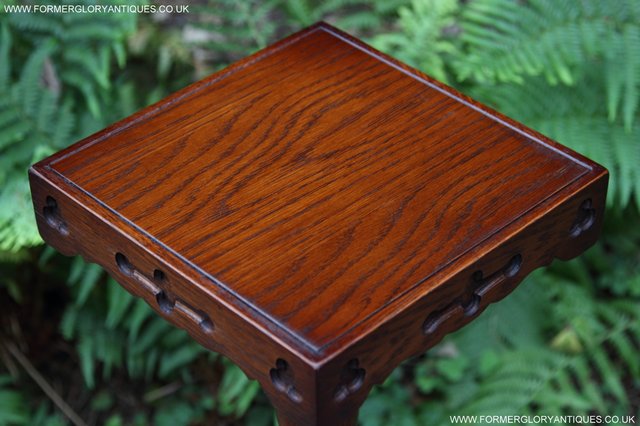 Image 21 of OLD CHARM TUDOR BROWN CARVED OAK PLANT STAND COFFEE TABLE