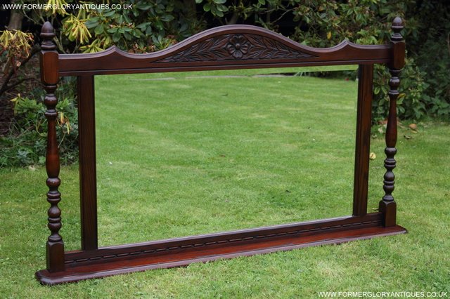 Preview of the first image of OLD CHARM TUDOR BROWN OAK OVERMANTEL SIDEBOARD HALL MIRROR.