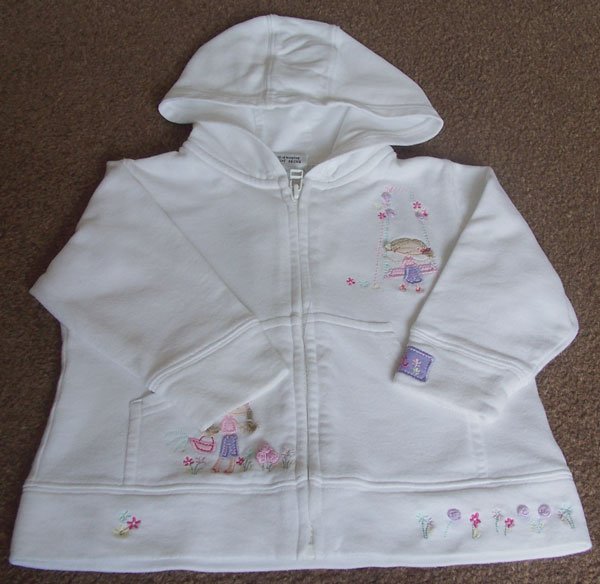 Preview of the first image of BEAUTIFUL NEXT HOODED TOP WITH EMBROIDERY DETAIL 12/18M.