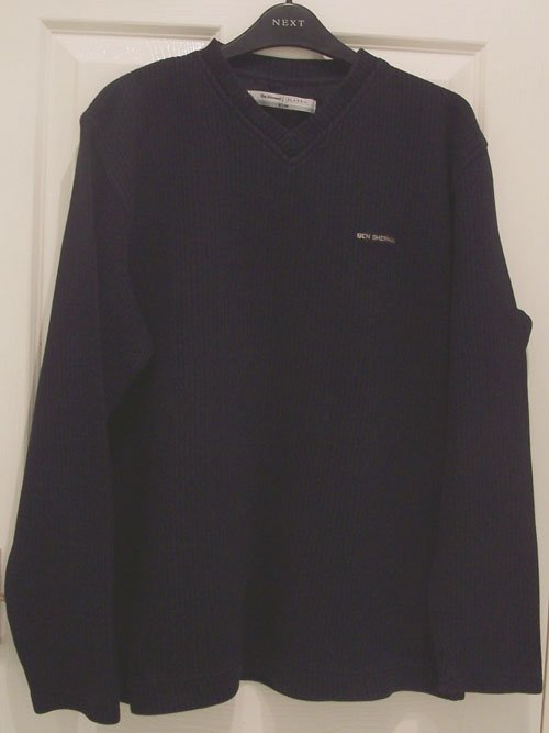 Preview of the first image of BEN SHERMAN BLACK RIBBED JUMPER - SZ 2M (46" CHEST) B8.