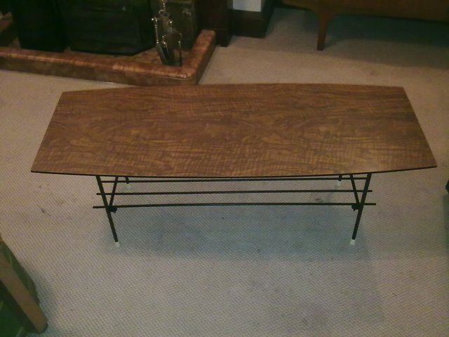 Preview of the first image of 60s Coffee table, rectangular shape, curved long edge.