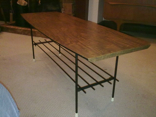 Image 3 of 60s Coffee table, rectangular shape, curved long edge