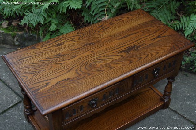 Image 15 of OLD CHARM LIGHT OAK TWO DRAWER LAMP OCCASIONAL COFFEE TABLE