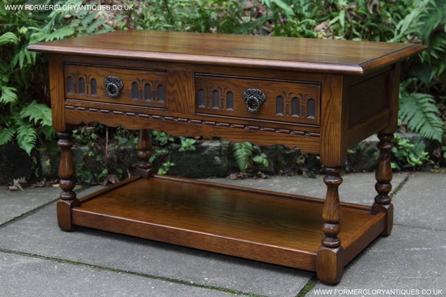 Image 25 of OLD CHARM LIGHT OAK TWO DRAWER LAMP OCCASIONAL COFFEE TABLE