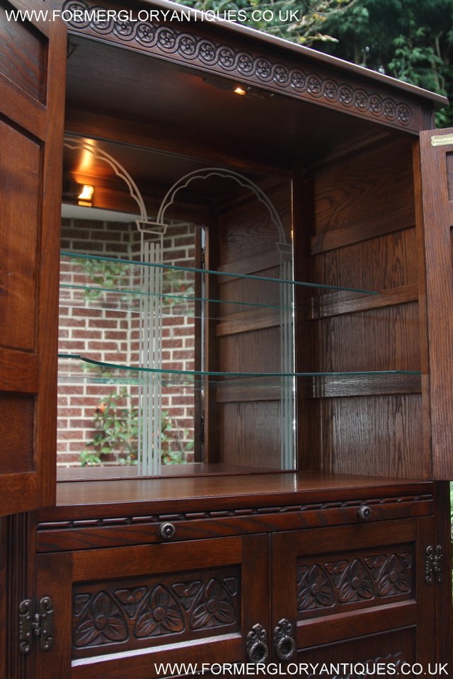 Image 41 of OLD CHARM TUDOR BROWN DRINKS COCKTAIL WINE DISPLAY CABINET
