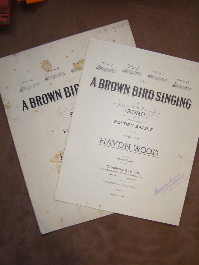 Preview of the first image of A brown Bird is singing - Haydn Wood 1922(Incl P&P).