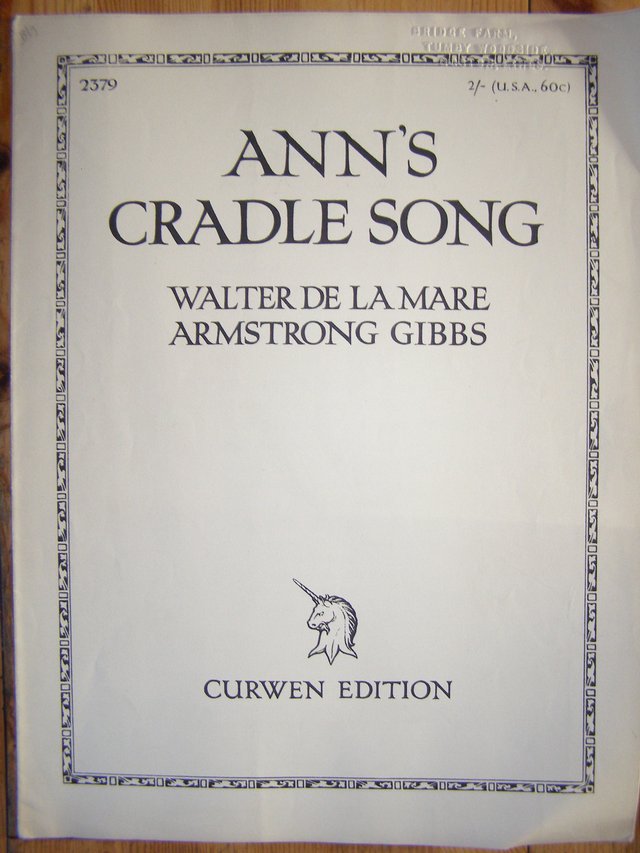 Preview of the first image of Ann's Cradle Song - de la Mare / Gibbs (Incl P&P).