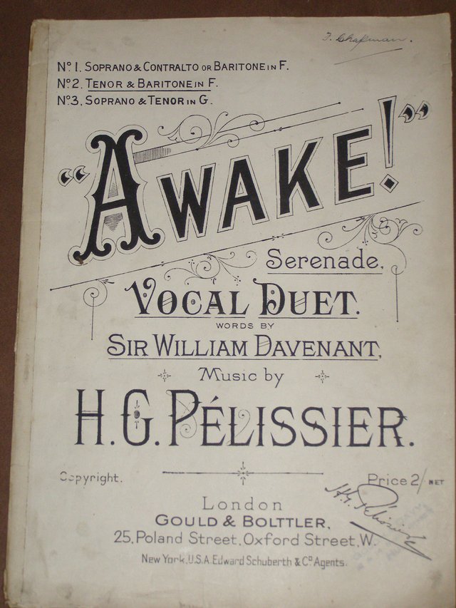 Preview of the first image of Awake Vocal duet - Davenant / Pelissier (Incl P&P).