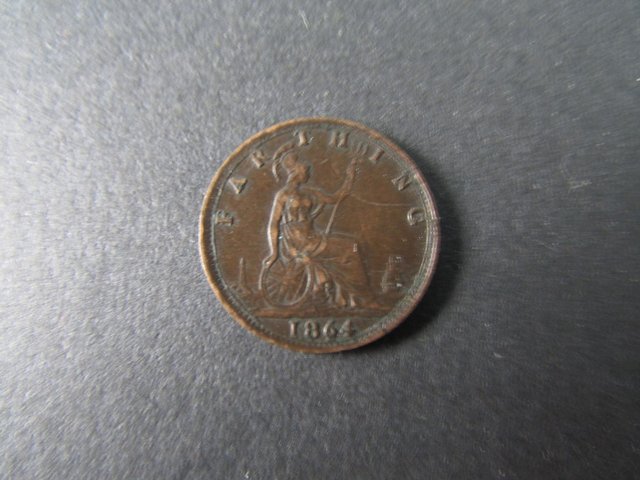 Image 2 of 1864 QUEEN VICTORIA FARTHING.