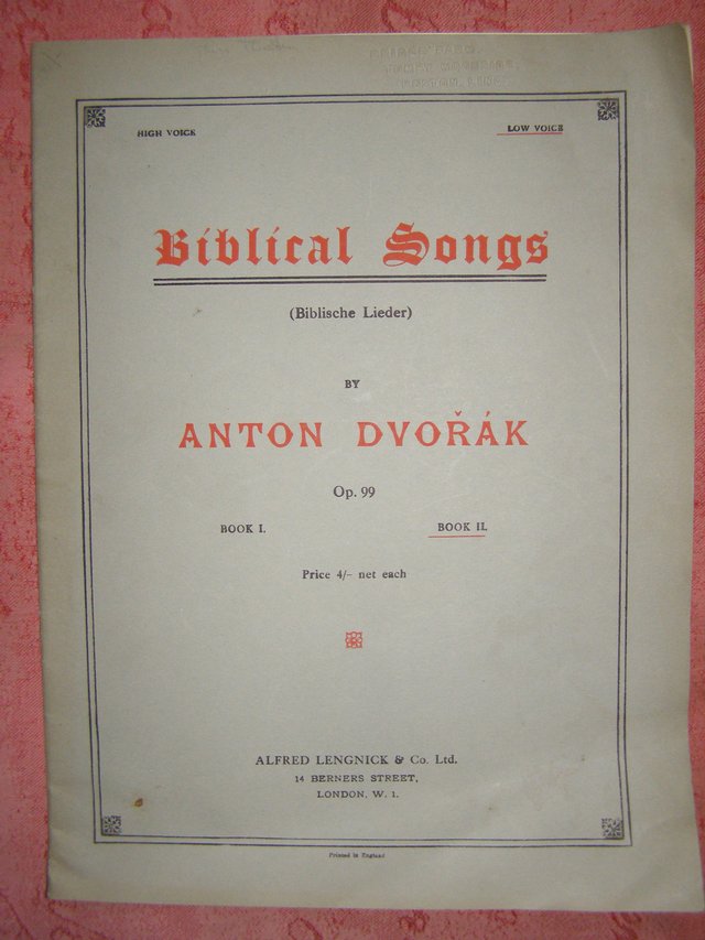 Preview of the first image of Biblical Songs Op.99 Book 2 - Dvorak (Incl. P&P).