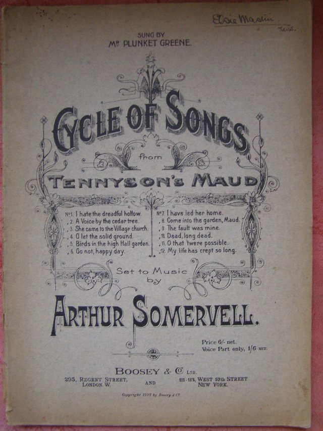 Preview of the first image of Cycle of songs from Tennyson's Maud - Arthur Somervell.