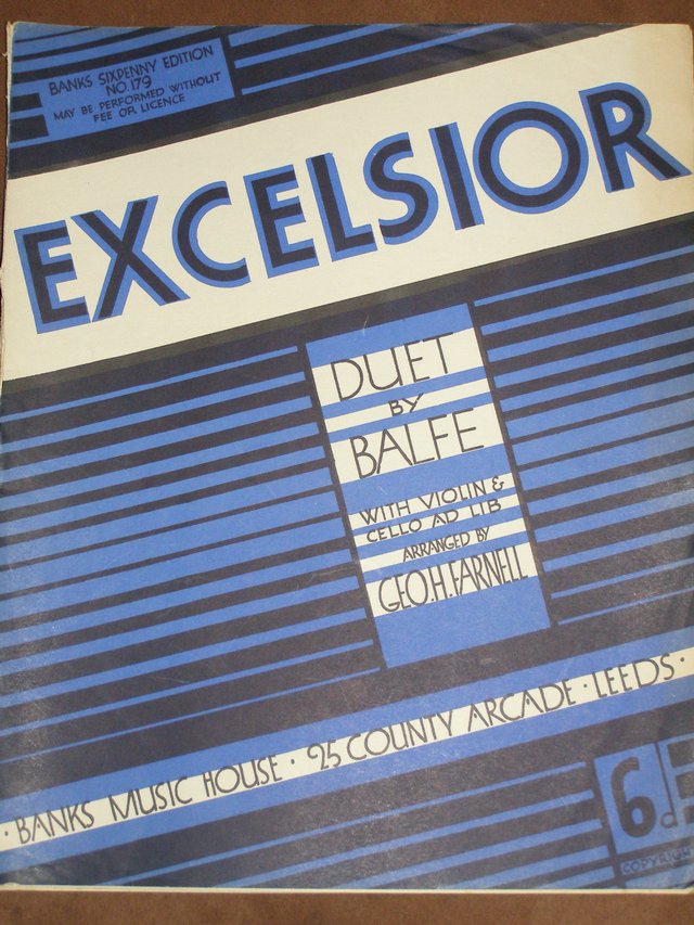 Preview of the first image of Excelsior - Duet by Balfe / arranged by Farnell(Incl. P&P).