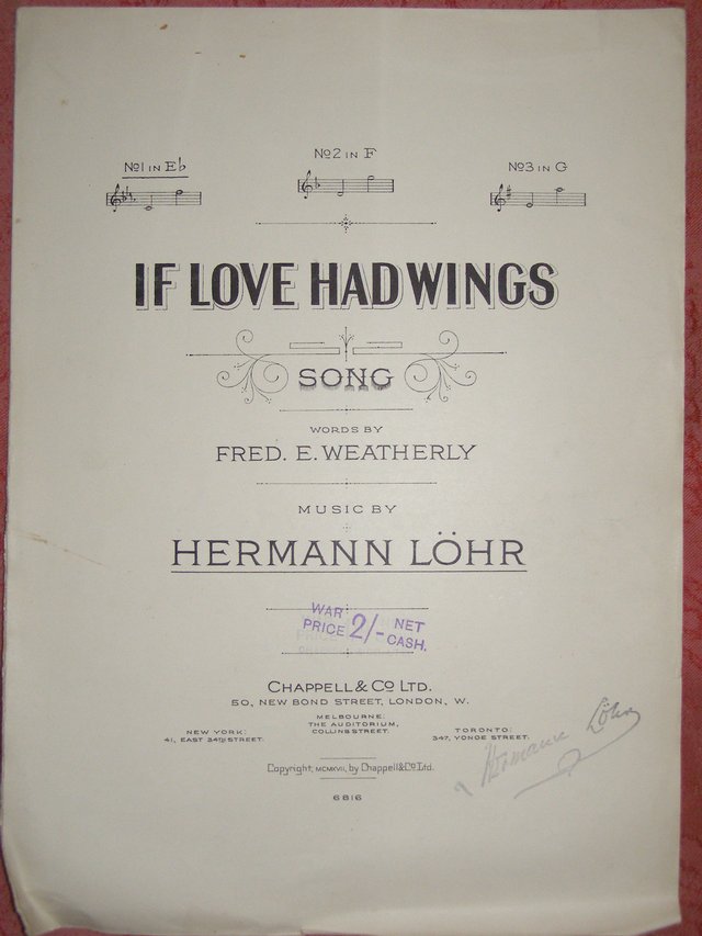 Preview of the first image of If Love had Wings - Weatherly / Lohr (Incl P&P).