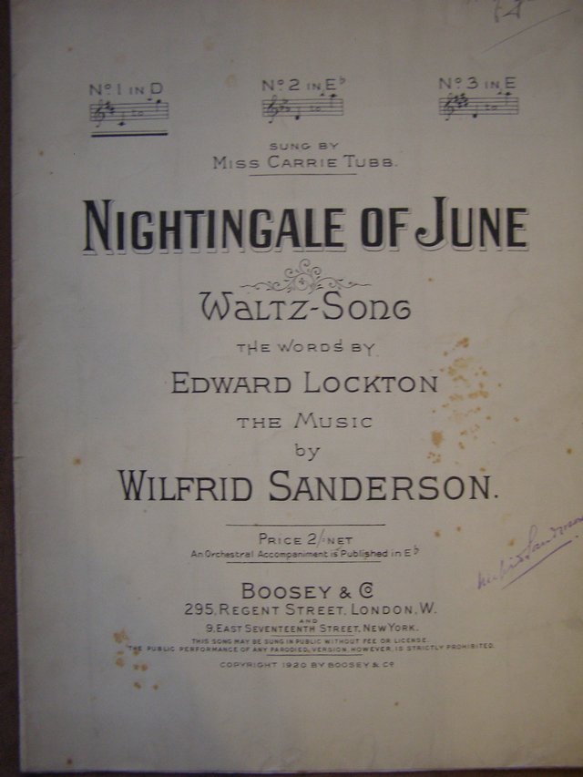 Preview of the first image of Nightingale of June - Lockton / Sanderson (Incl P&P).
