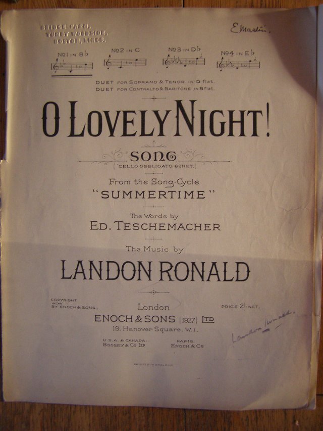 Preview of the first image of O Lovely Night - Teschemacher / Ronald (Incl P&P).