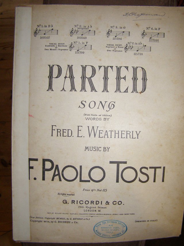 Preview of the first image of Parted - Weatherly / Tosti (Incl P&P).