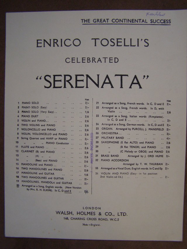 Preview of the first image of Serenata  "Come Back" - Toselli.