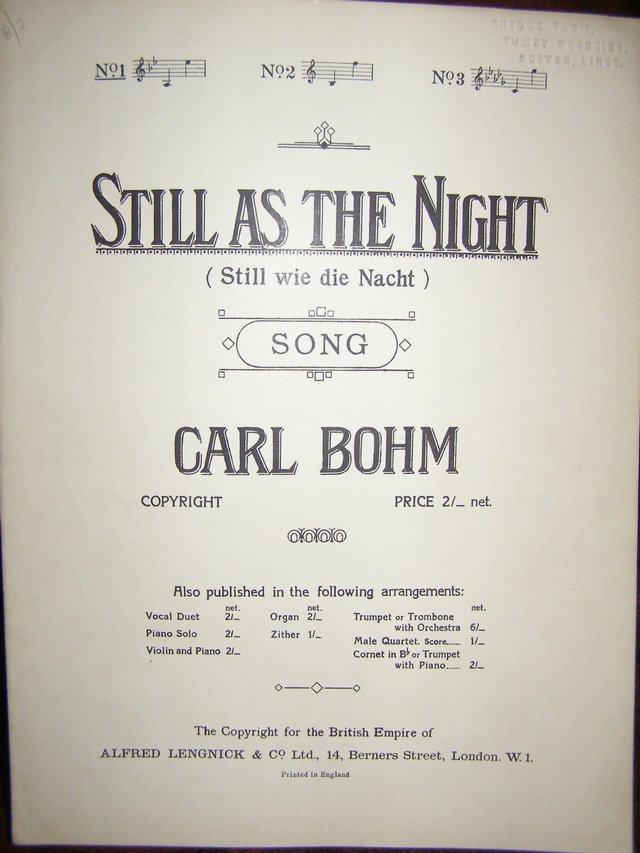 Preview of the first image of Still as the Night - Carl Bohm (Incl P&P).