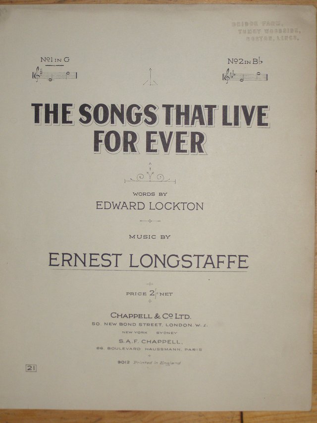 Preview of the first image of The Songs That Live Forever - Lockton / Lonstaffe (Incl P&P).