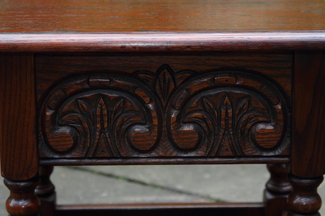Image 9 of OLD CHARM TUDOR OAK CHEST SLIPPER SEWING BOX COFFEE TABLE