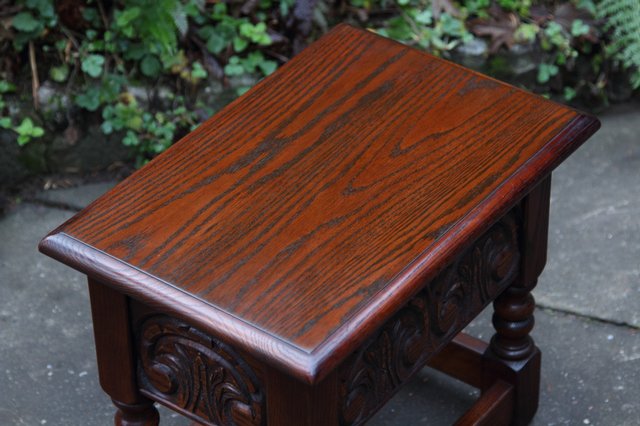 Image 20 of OLD CHARM TUDOR OAK CHEST SLIPPER SEWING BOX COFFEE TABLE