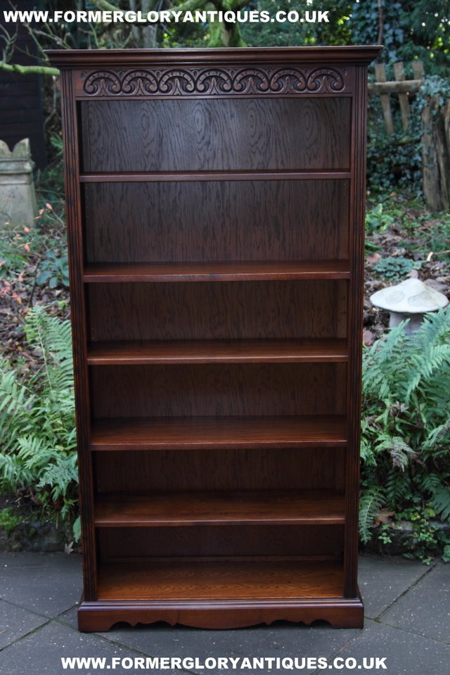 Preview of the first image of OLD CHARM TUDOR OAK BOOKCASE SHELVES DISPLAY CD DVD CABINET.