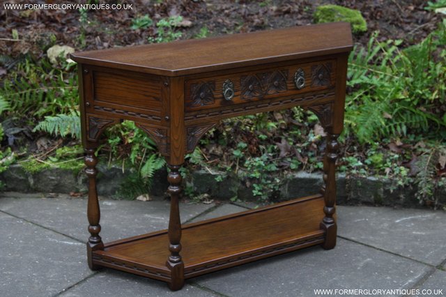 Image 5 of OLD CHARM LIGHT OAK SIDE CONSOLE LAMP HALL SERVING TABLE