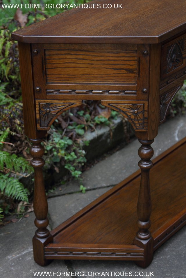 Image 6 of OLD CHARM LIGHT OAK SIDE CONSOLE LAMP HALL SERVING TABLE