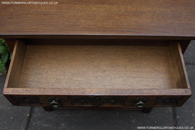 Image 10 of OLD CHARM LIGHT OAK SIDE CONSOLE LAMP HALL SERVING TABLE